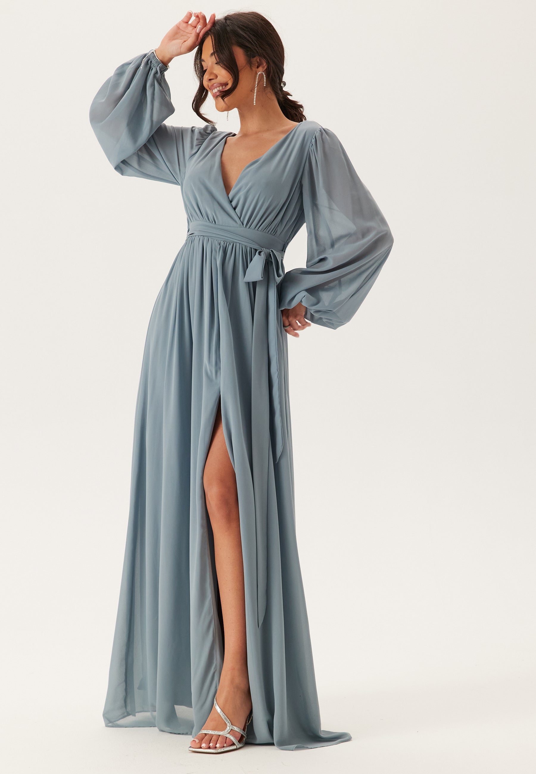 Goddiva Long Sleeve Chiffon Dress – Bubbleroom