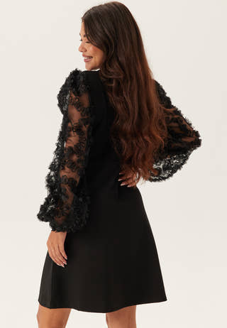 3D Floral Sleeve Short Dress
