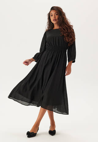 Happy holly Balloon Sleeve Structured Midi Dress Black Black Happy holly Balloon Sleeve Structured Midi Dress Black Black