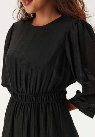 Balloon Sleeve Structured Midi Dress