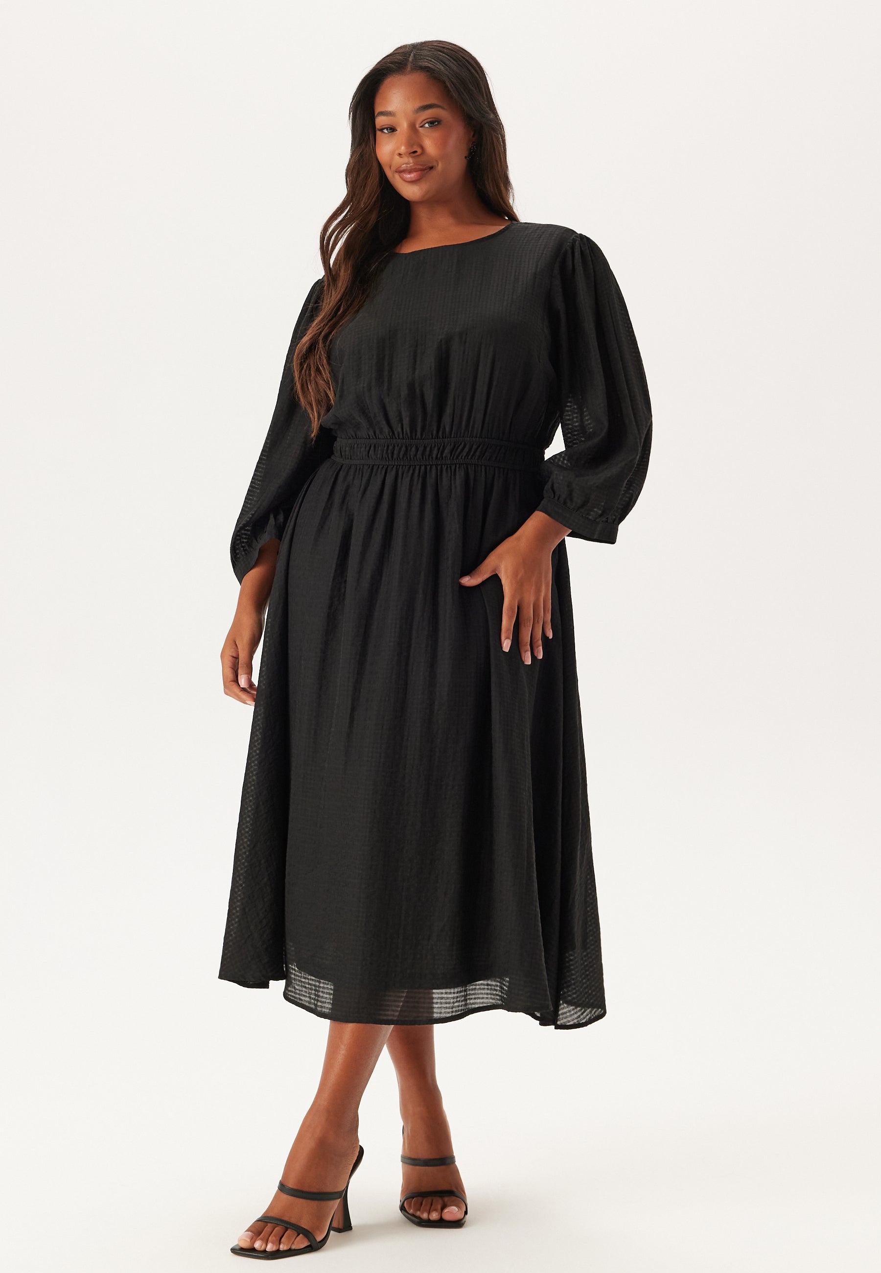 structured midi dress with sleeves UNDRESS TORI STRUCTURED MIDI DRESS IN BURGUNDY