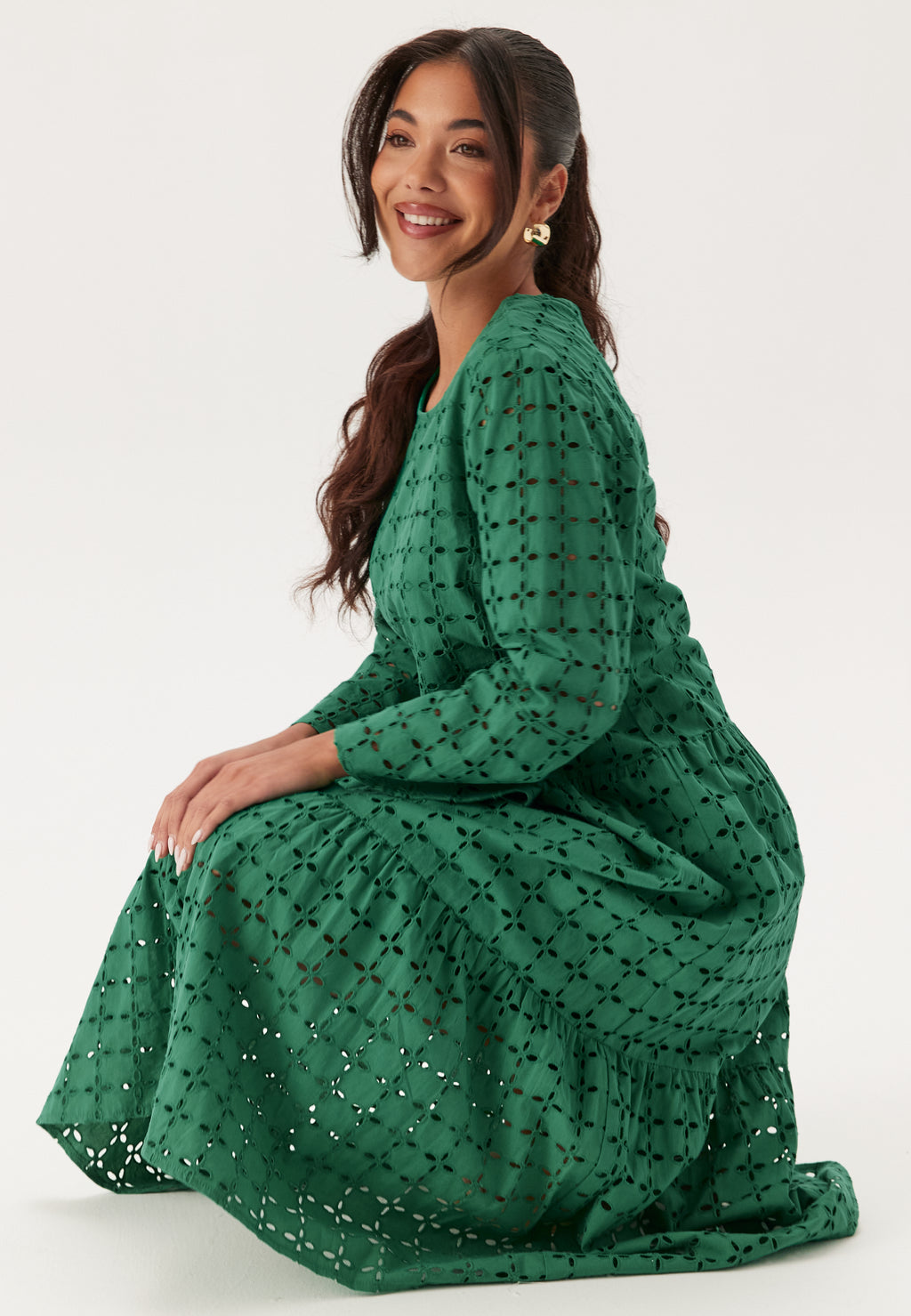 Happy holly Broderie Anglaise Round Neck Dress + SIZES Green Happy holly Broderie Anglaise Round Neck Dress + SIZES Green