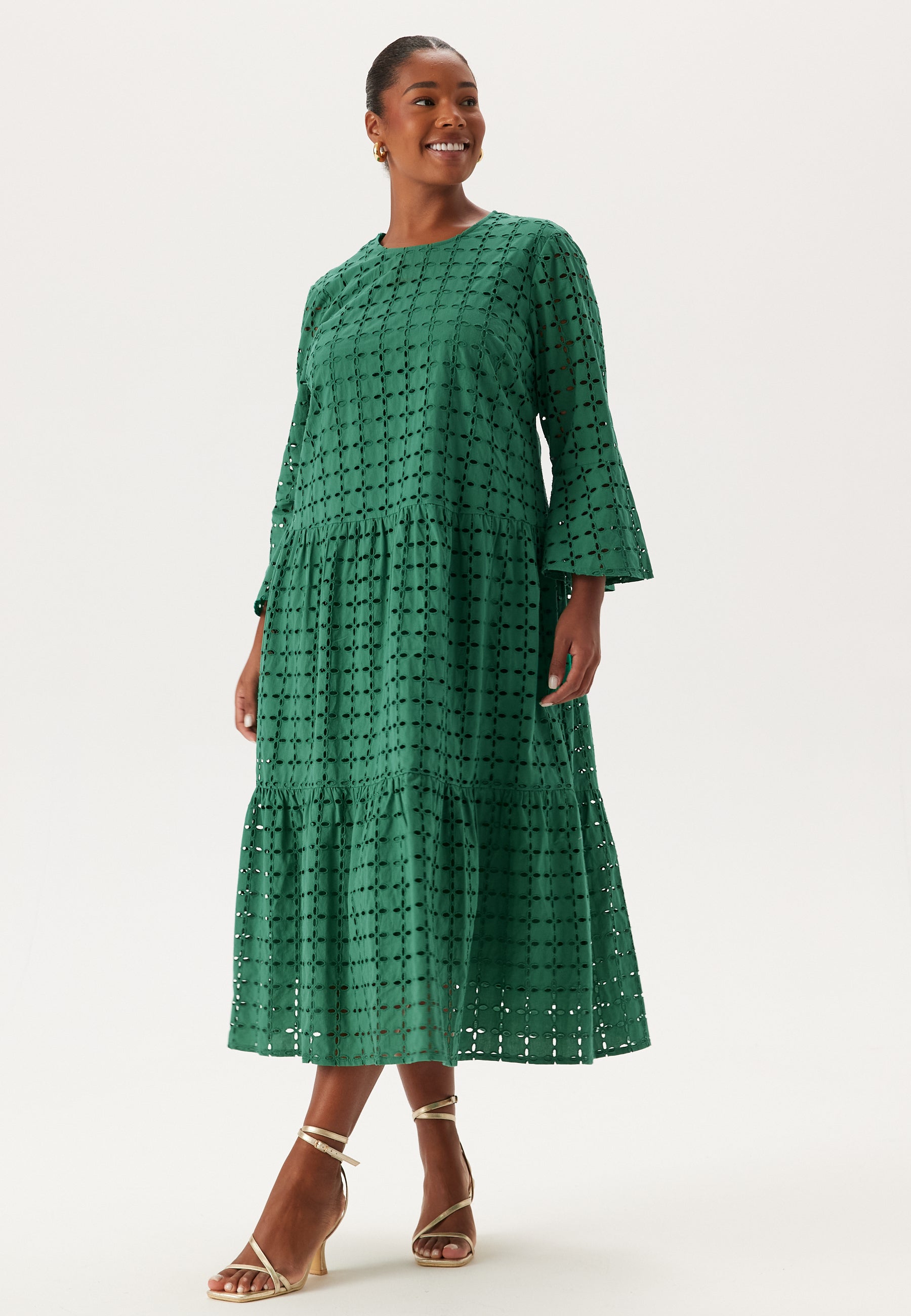 Happy holly Broderie Anglaise Round Neck Dress + SIZES Green Happy holly Broderie Anglaise Round Neck Dress + SIZES Green