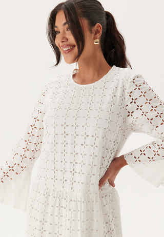 Broderie Anglaise Round Neck Dress