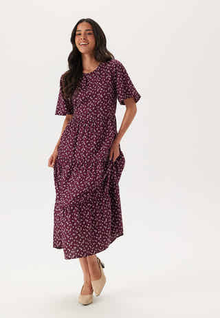 Butterfly Sleeve Viscose Midi Dress