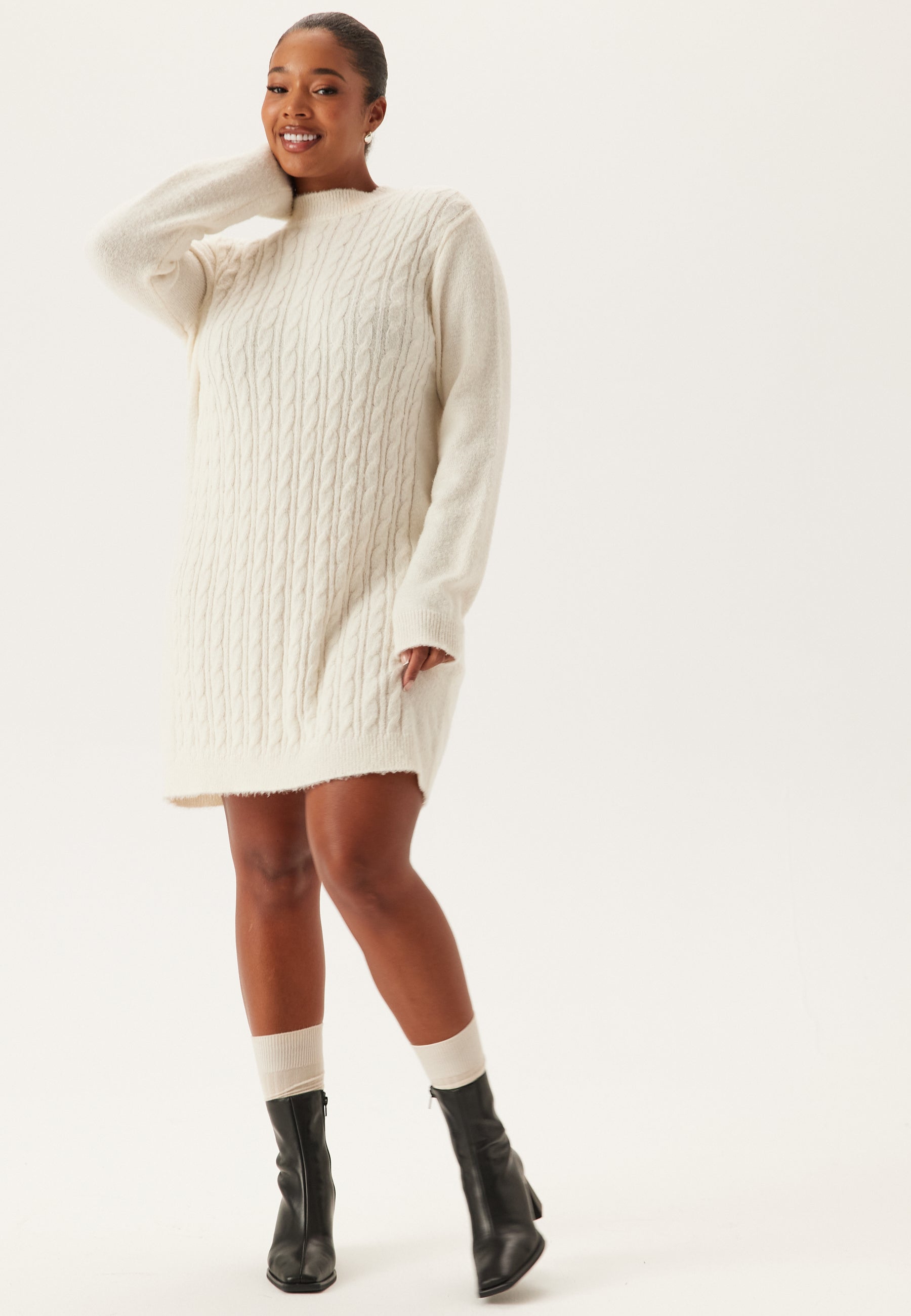 white sweater dress cable knit white christmas dresses Cream Cable Knit Sweater Dress