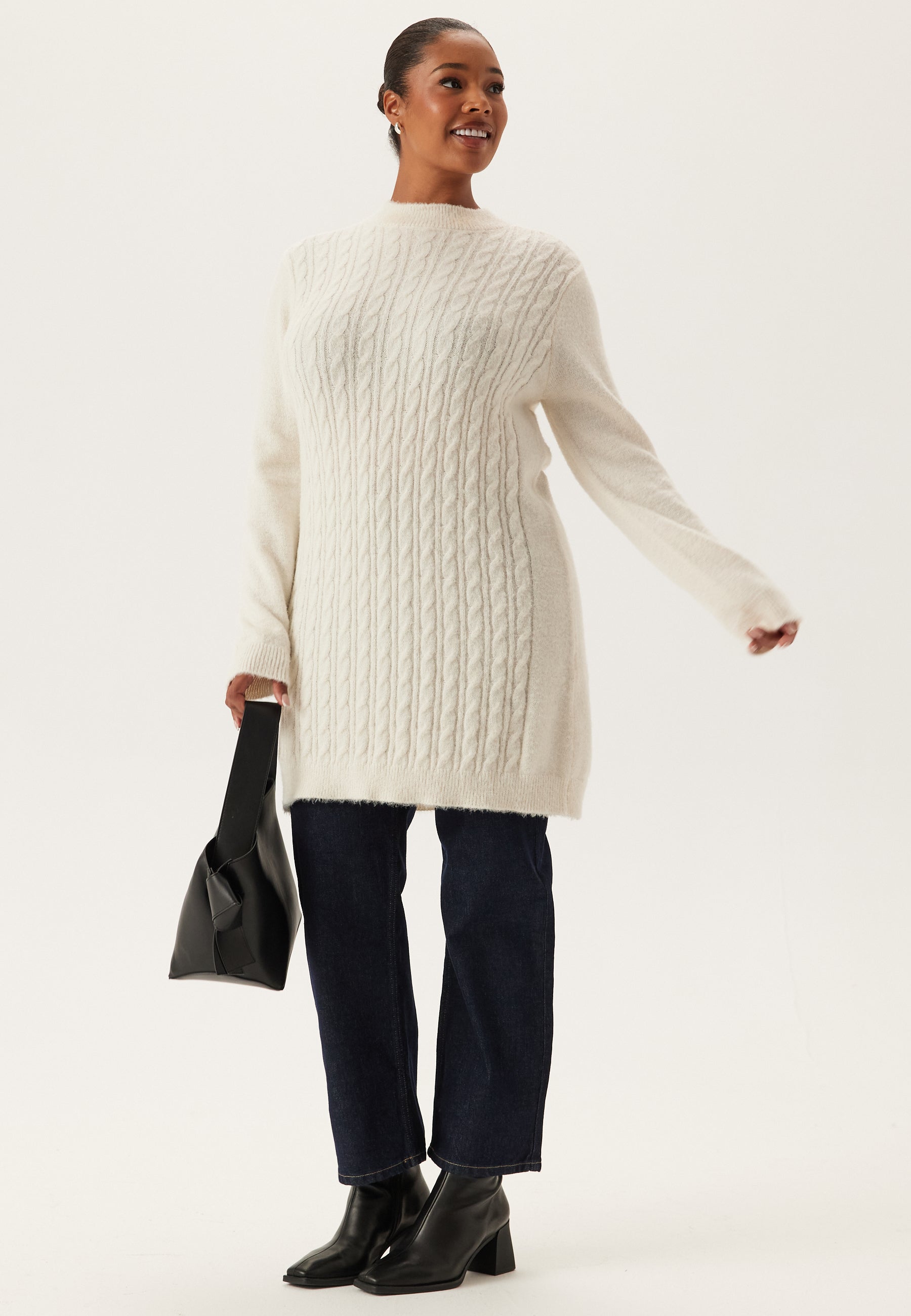 Happy holly Cable Knit Sweater Dress + SIZES White Happy holly Cable Knit Sweater Dress + SIZES White
