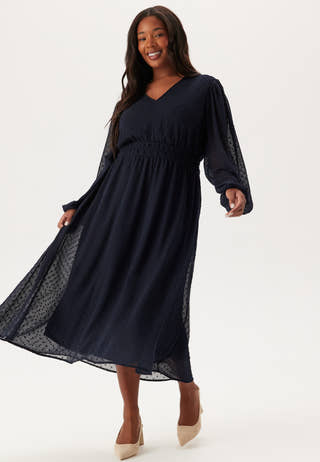 Dobby Dot Smock Midi Dress