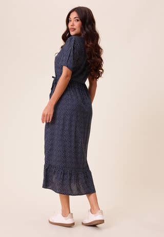 Evie Puff Sleeve Midi Wrap Dress