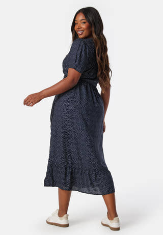 Evie Puff Sleeve Midi Wrap Dress