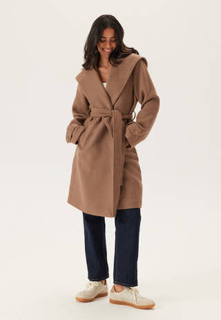 Hooded Wool Mix Coat