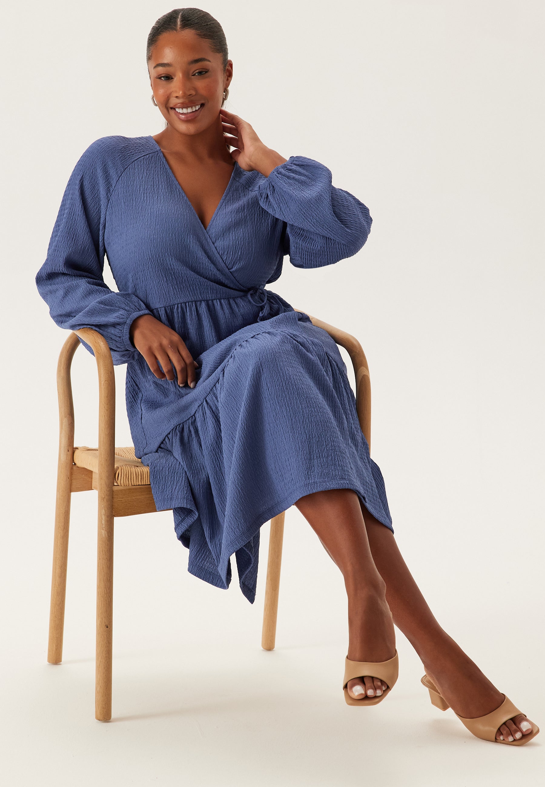 Happy holly Jersey Structure Wrap Dress + SIZES Blue Happy holly Jersey Structure Wrap Dress + SIZES Blue