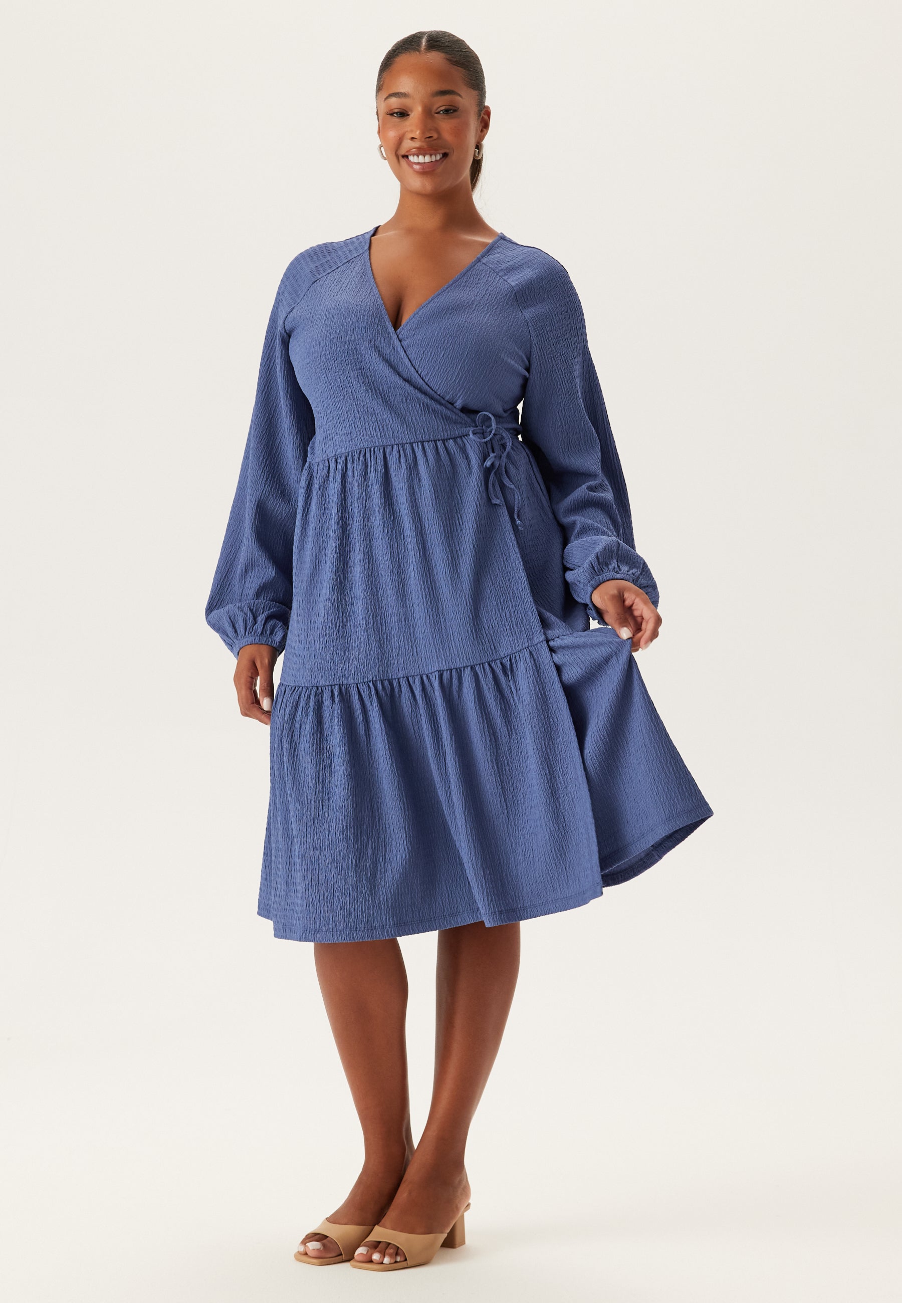 Happy holly Jersey Structure Wrap Dress + SIZES Blue Happy holly Jersey Structure Wrap Dress + SIZES Blue