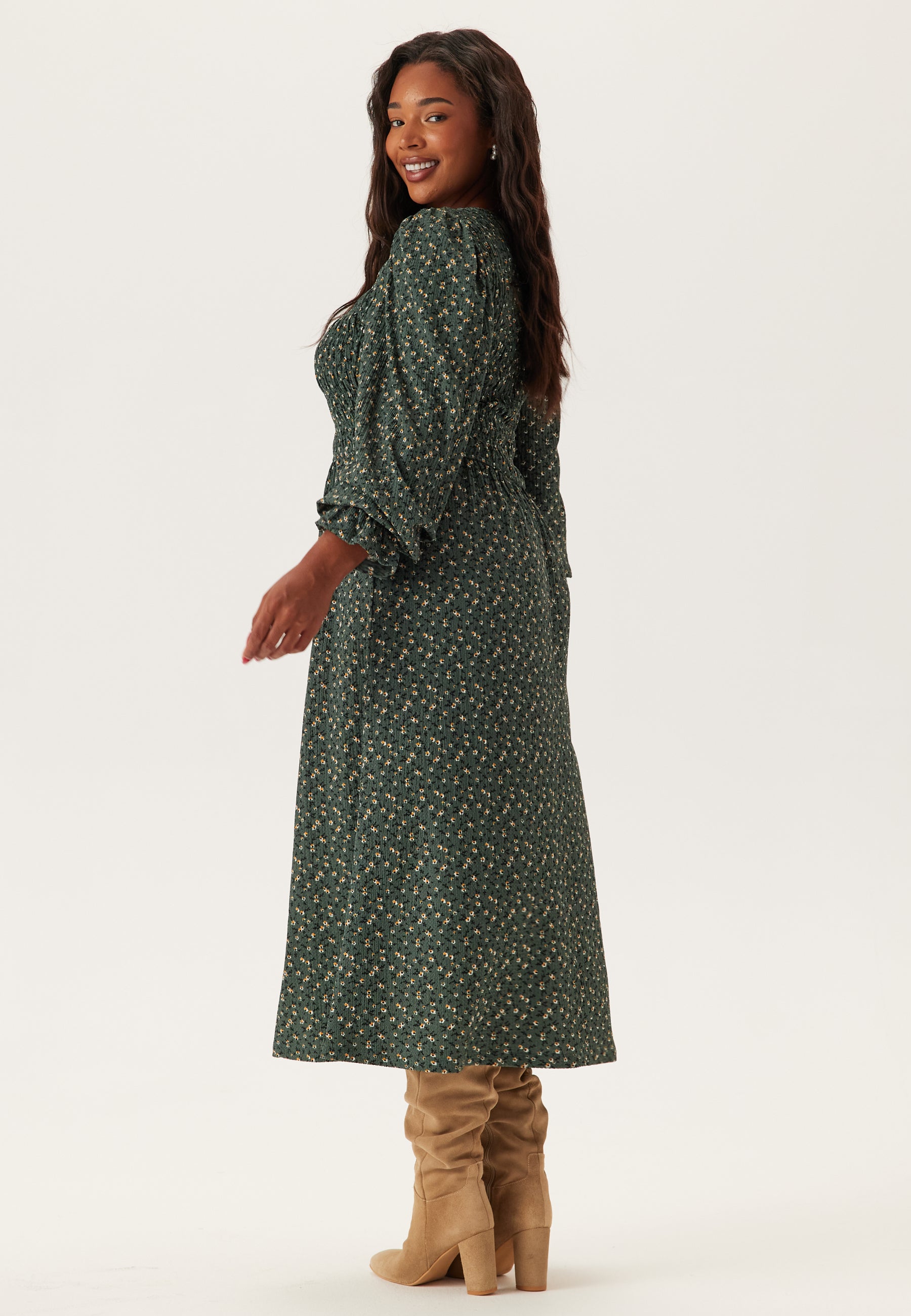 patterned smock dress Altamira Midi Dress: Shop Elegant Lace Dresses M/L S/M Shoulder to hem Smocked Dress I Smock Dress