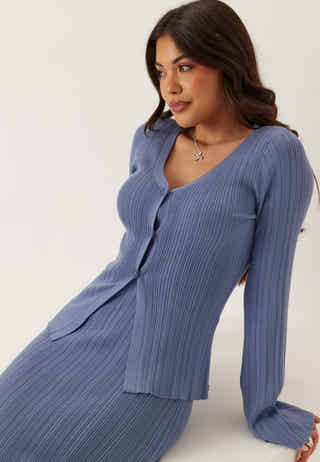 Rib Sculpted Knitted Cardigan