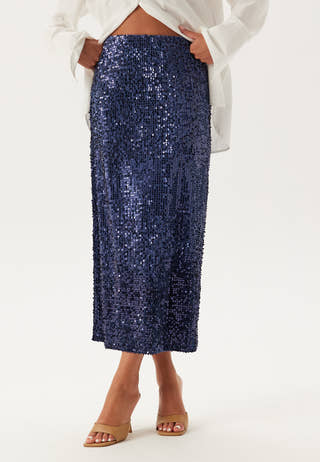 Sequin A-line Midi Skirt