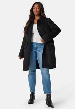 Straight Wool Blend Coat