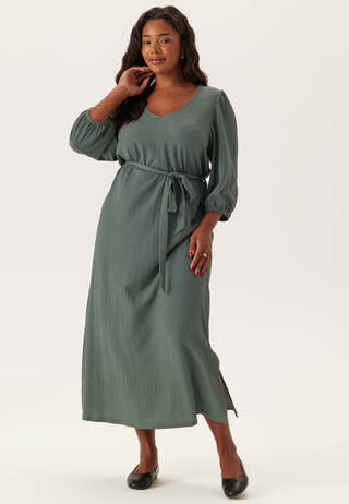 Structured Puff Sleeve Midi Dress