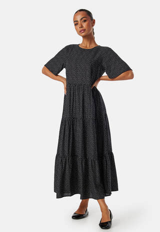 Butterfly Sleeve Viscose Midi Dress