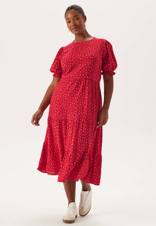 Puff Sleeve Viscose Midi Dress