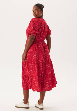 Puff Sleeve Viscose Midi Dress