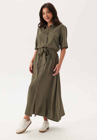 Viscose Belted Shirt Dress