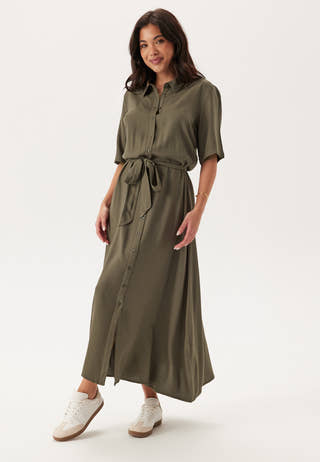 Viscose Belted Shirt Dress