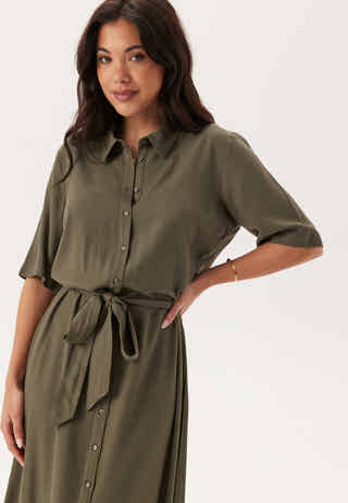 Viscose Belted Shirt Dress