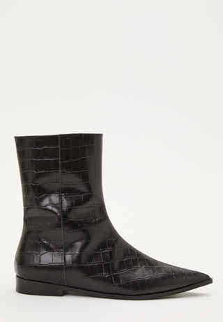 Croco Leather Ankle Boot