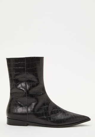Croco Leather Ankle Boot