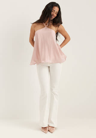 Halterneck Shimmer Flounce Top