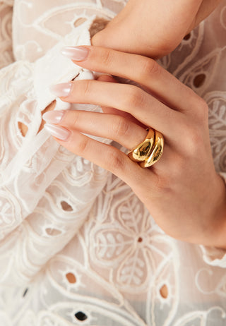 Dune Rings, 2-in-1 Set, Gold-p
